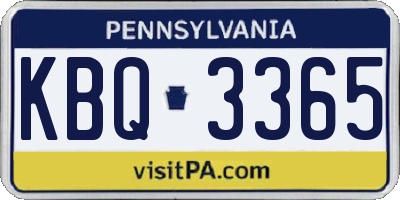 PA license plate KBQ3365