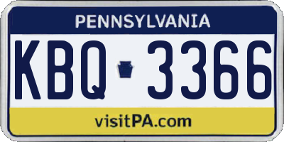 PA license plate KBQ3366