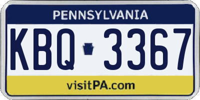 PA license plate KBQ3367