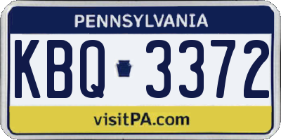 PA license plate KBQ3372