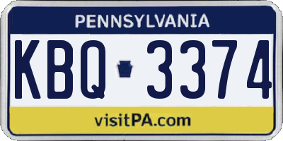 PA license plate KBQ3374