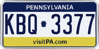PA license plate KBQ3377