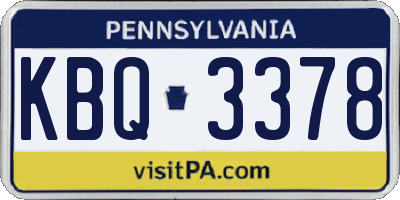 PA license plate KBQ3378