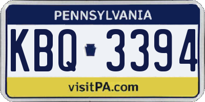 PA license plate KBQ3394