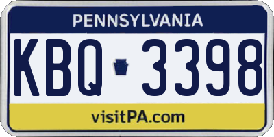 PA license plate KBQ3398