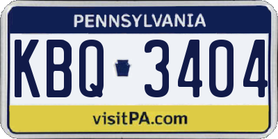 PA license plate KBQ3404
