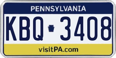 PA license plate KBQ3408