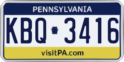 PA license plate KBQ3416