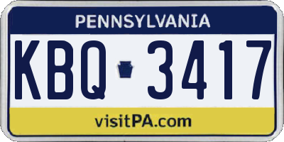 PA license plate KBQ3417