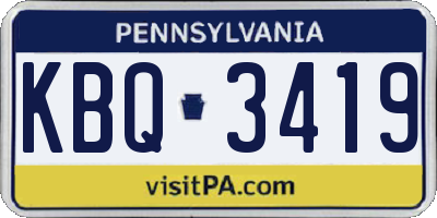 PA license plate KBQ3419