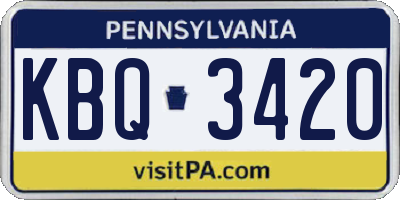 PA license plate KBQ3420