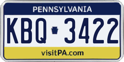 PA license plate KBQ3422