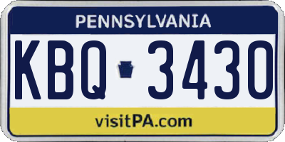 PA license plate KBQ3430
