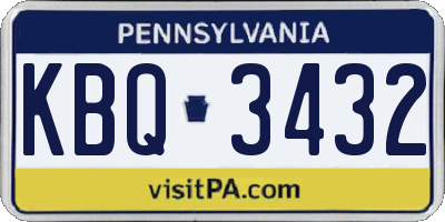 PA license plate KBQ3432