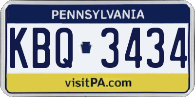 PA license plate KBQ3434