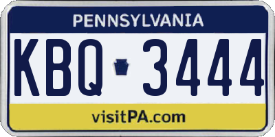 PA license plate KBQ3444