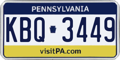 PA license plate KBQ3449