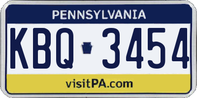 PA license plate KBQ3454
