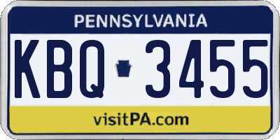 PA license plate KBQ3455