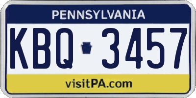 PA license plate KBQ3457