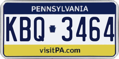 PA license plate KBQ3464