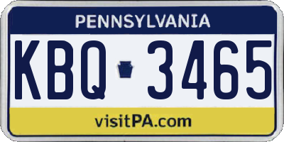 PA license plate KBQ3465