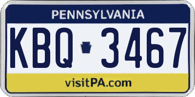 PA license plate KBQ3467