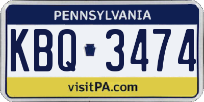 PA license plate KBQ3474