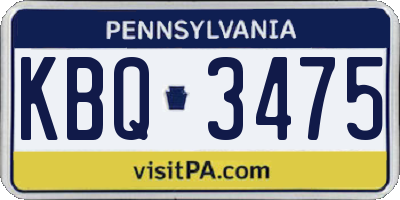 PA license plate KBQ3475
