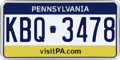 PA license plate KBQ3478