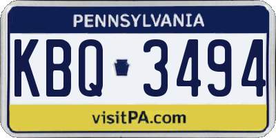 PA license plate KBQ3494
