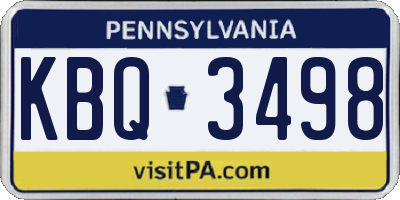 PA license plate KBQ3498