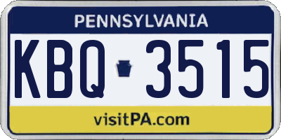 PA license plate KBQ3515
