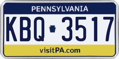 PA license plate KBQ3517