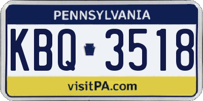 PA license plate KBQ3518