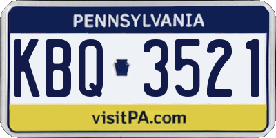 PA license plate KBQ3521