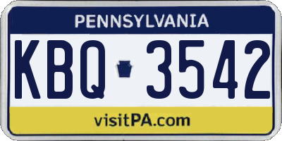 PA license plate KBQ3542