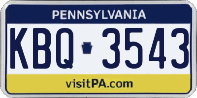 PA license plate KBQ3543