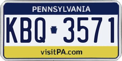 PA license plate KBQ3571