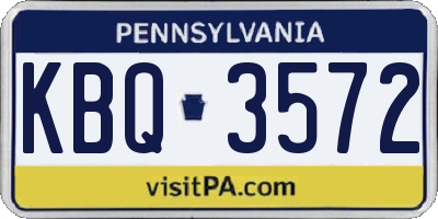 PA license plate KBQ3572