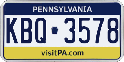 PA license plate KBQ3578