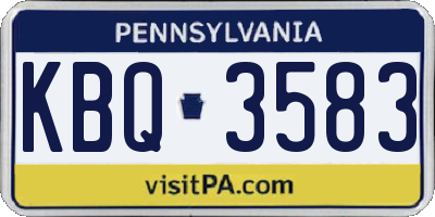 PA license plate KBQ3583