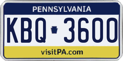 PA license plate KBQ3600