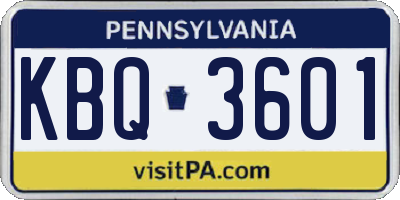 PA license plate KBQ3601