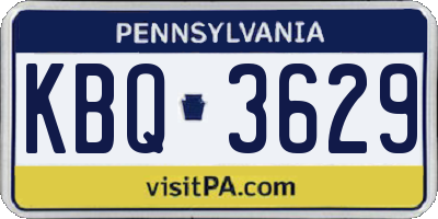PA license plate KBQ3629
