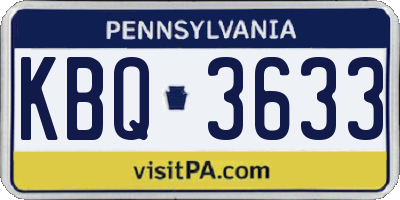 PA license plate KBQ3633
