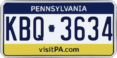 PA license plate KBQ3634