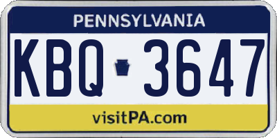 PA license plate KBQ3647