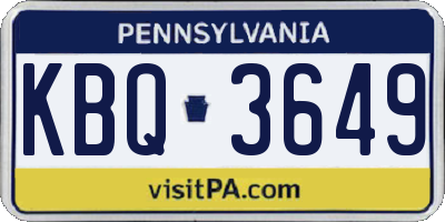 PA license plate KBQ3649