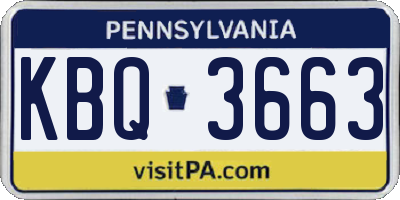 PA license plate KBQ3663